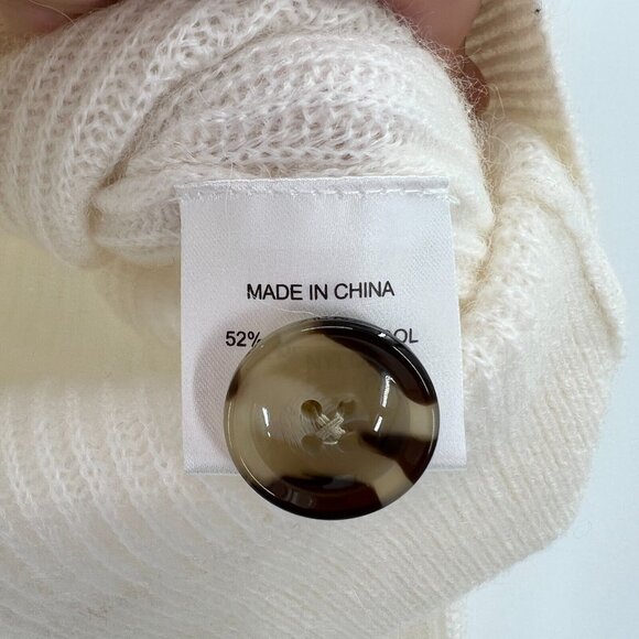 Quince Ivory Baby Alpaca-Merino Wool Cropped Cardigan sz L Women's Button Front - Picture 4 of 6